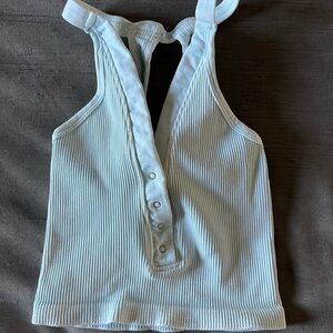 FP Movement by Free People Light Blue Ribbed Tank Top